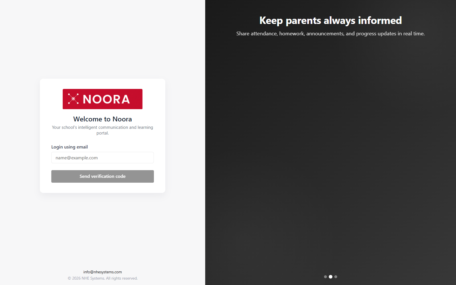 Noora office sign-in screen